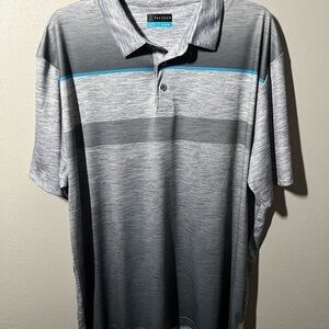 PGA TOUR Men's Gray With Blue Stripe Golf Polo Shirt Size XL